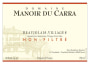 Manoir du Carra Beaujolais Villages Non-Filtre 2014 Front Label