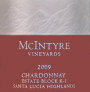McIntyre Estate Block K-1 Chardonnay 2009 Front Label