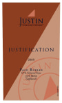 Justin Justification 2009 Front Label
