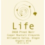 Cooper Mountain Life Pinot Noir 2010 Front Label