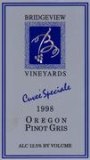 Bridgeview Pinot Gris 1998 Front Label