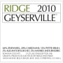 Ridge Geyserville (375ML half-bottle) 2010 Front Label
