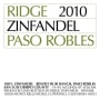 Ridge Paso Robles Zinfandel 2010 Front Label