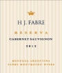 Fabre Montmayou H J. Fabre Reserva Cabernet Sauvignon 2012 Front Label