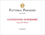 Fattoria Paradiso Romagna Vigna del Molino Superiore Sangiovese 2014 Front Label