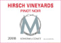 Hirsch M Sonoma Coast Pinot Noir 2008 Front Label
