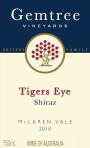 Gemtree Vineyards Tigers Eye Shiraz 2010 Front Label