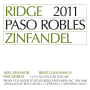 Ridge Paso Robles Zinfandel 2011 Front Label