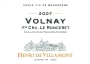 Henri de Villamont Volnay Le Ronceret Premier Cru 2007 Front Label