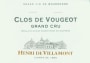 Henri de Villamont Clos de Vougeot Grand Cru 2010 Front Label