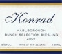 Konrad Bunch Selection Riesling 2007 Front Label