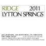 Ridge Lytton Springs Red Blend (375ML half-bottle) 2011 Front Label