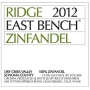 Ridge East Bench Zinfandel 2012 Front Label