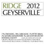 Ridge Geyserville (375ML half-bottle) 2012 Front Label