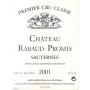 Chateau Rabaud Promis Sauternes 2001 Front Label