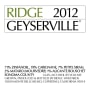 Ridge Geyserville (3 Liter Bottle) 2012 Front Label