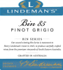 Lindeman’s Bin Series Bin 85 Pinot Grigio 2015 Front Label