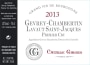 Camille Giroud Gevrey Chambertin Lavaut Saint Jacques 2013 Front Label