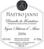 Mastrojanni Vigna Schiena d'Asino Brunello di Montalcino 2006 Front Label