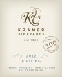 Kramer Riesling 2012 Front Label