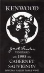 Kenwood Jack London Vineyard Cabernet Sauvignon 1996 Front Label