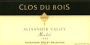 Clos du Bois Alexander Valley Merlot 1996 Front Label