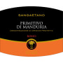 Cantine Due Palme Sangaetano Primitivo di Manduria 2012 Front Label