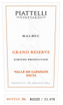 Piattelli Grand Reserve  Malbec 2013 Front Label