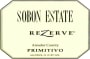 Sobon Estate Rezerve Primitivo 2014 Front Label