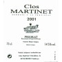 Clos Martinet Priorat 2001 Front Label