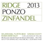 Ridge Ponzo Zinfandel 2013 Front Label