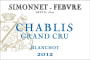 Simonnet-Febvre Chablis Blanchot Grand Cru 2012 Front Label