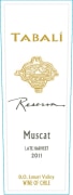 Tabali Late Harvest Botrytis Reserva Muscat 2011 Front Label