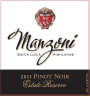Manzoni Estate Reserve Pinot Noir 2011 Front Label
