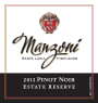 Manzoni Estate Reserve Pinot Noir 2012 Front Label