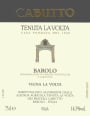 Cabutto Barolo Vigna La Volta 2009 Front Label