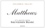 Matthews Winery Stillwater Creek Vineyard Sauvignon Blanc 2012 Front Label