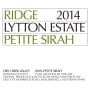 Ridge Lytton Estate Petite Sirah 2014 Front Label