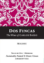 Vina Amalia Carlos Basso Dos Fincas Malbec 2013 Front Label