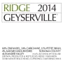 Ridge Geyserville (375ML half-bottle) 2014 Front Label