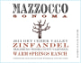 Mazzocco Warm Springs Ranch Zinfandel 2013 Front Label