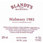 Blandy's Vintage Malmsey Madeira 1985 Front Label