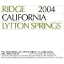 Ridge Lytton Springs Red Blend 2004 Front Label
