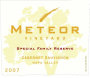 Meteor Vineyard Special Family Reserve Cabernet Sauvignon 2007 Front Label