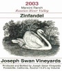 Joseph Swan Mancini Ranch Zinfandel 2003 Front Label