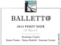 Balletto Winery 18 Barrel Pinot Noir 2013 Front Label
