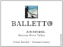 Balletto Winery Zinfandel 2013 Front Label