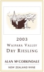 Alan McCorkindale Wines Dry Riesling 2003 Front Label