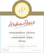 Andrew Peace Wines Langhorne Creek  Winemakers Choice 2012 Front Label