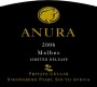 Anura Vineyards Private Cellar Limited Release Malbec 2006 Front Label